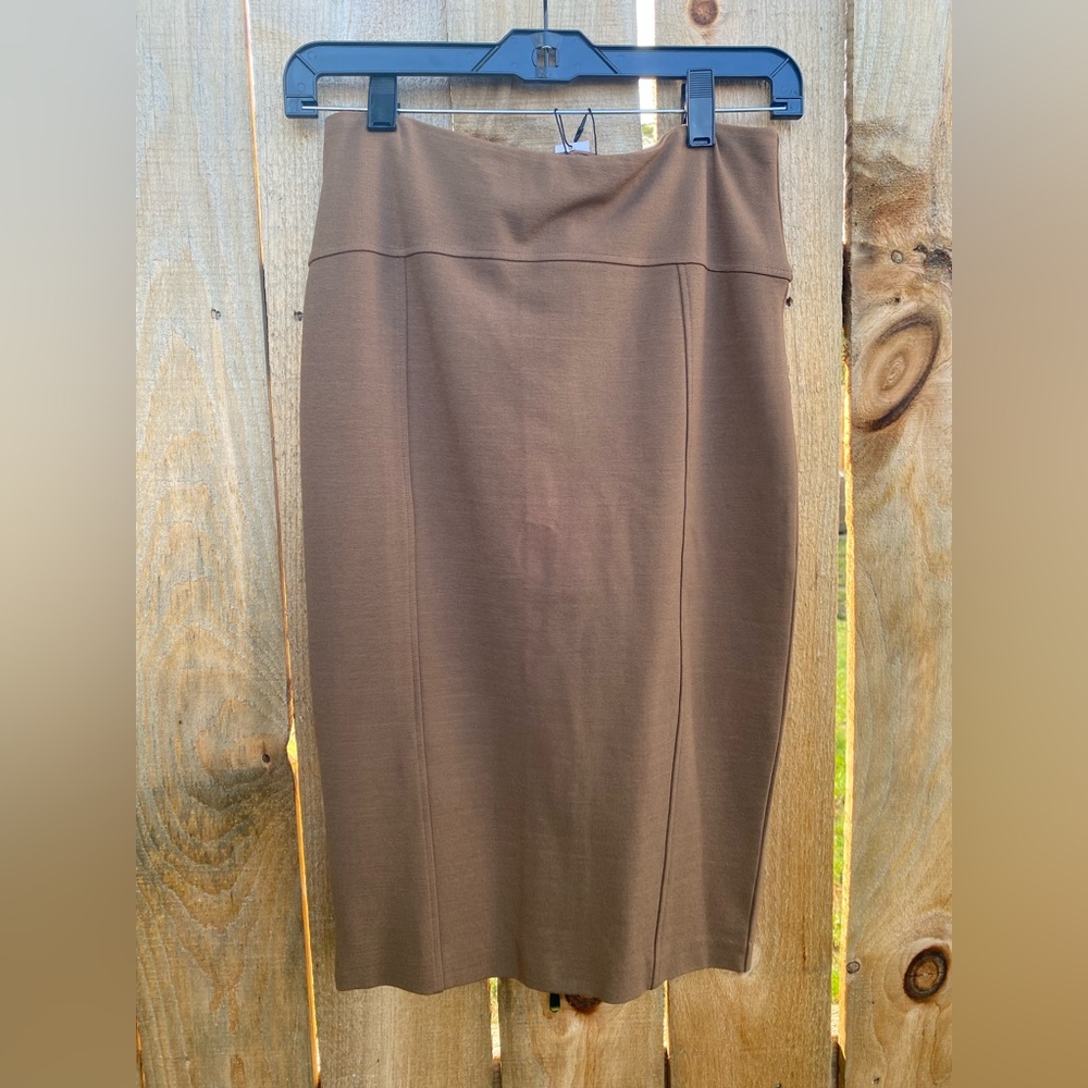 ALBERTO MAKALI VTG BROWN STRETCH ZIP KNEE LENGTH PENCIL SKIRT 6/40